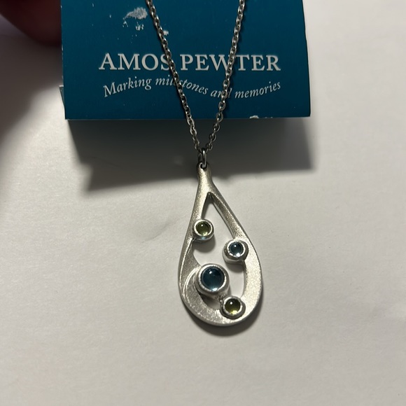 New Amos Pewter Necklace and Earring Set with Swarovski Crystals - Picture 3 of 4